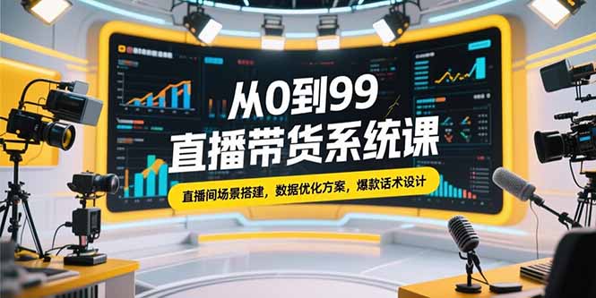 从0到99直播带货系统课，直播间场景搭建，数据优化方案，爆款话术设计-全网第一网赚项目资源库-中赚网 & 中创网 & 冒泡网 & 福缘网 - 小本轻创业与优质加盟项目首选平台
