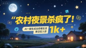 农村夜景杀疯了！AI一键生成治愈系慢生活，单日狂入1k+-全网第一网赚项目资源库-中赚网 & 中创网 & 冒泡网 & 福缘网 - 小本轻创业与优质加盟项目首选平台