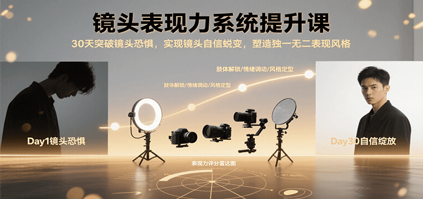 镜头表现力系统提升课，30天突破镜头恐惧实现自信蜕变，塑造独一无二表现风格-全网第一网赚项目资源库-中赚网 & 中创网 & 冒泡网 & 福缘网 - 小本轻创业与优质加盟项目首选平台