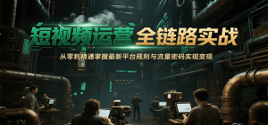 短视频运营全链路实战,从零到精通掌握最新平台规则与流量密码实现变现-全网第一网赚项目资源库-中赚网 & 中创网 & 冒泡网 & 福缘网 - 小本轻创业与优质加盟项目首选平台