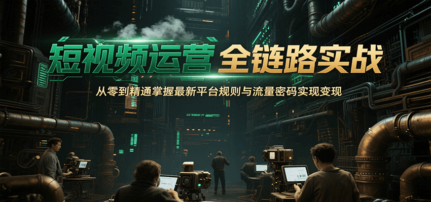 短视频运营全链路实战，从零到精通掌握最新平台规则与流量密码实现变现-全网第一网赚项目资源库-中赚网 & 中创网 & 冒泡网 & 福缘网 - 小本轻创业与优质加盟项目首选平台