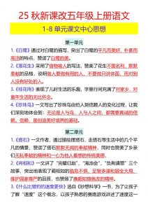 【2025秋新版】五年级上册语文1-8单元课文中心思想-全网第一网赚项目资源库-中赚网 & 中创网 & 冒泡网 & 福缘网 - 小本轻创业与优质加盟项目首选平台