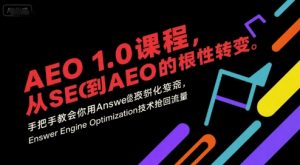 AEO 1.0 课程，从SEO到AE0的基命性转变，手把手教会你用AnswerEngineOptimization技术抢回流量-全网第一网赚项目资源库-中赚网 & 中创网 & 冒泡网 & 福缘网 - 小本轻创业与优质加盟项目首选平台