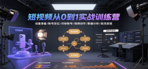 短视频从0到1实战训练营:设备准备/账号定位/对标账号/视频创作/数据分析/投流变现-全网第一网赚项目资源库-中赚网 & 中创网 & 冒泡网 & 福缘网 - 小本轻创业与优质加盟项目首选平台