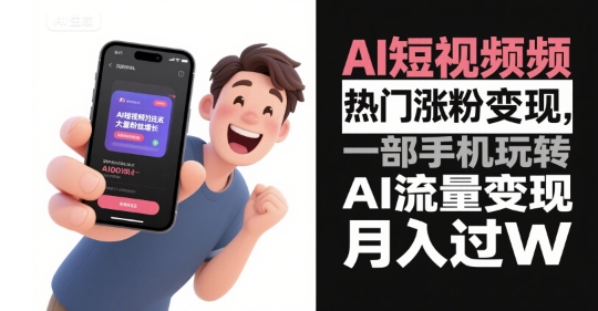 AI短视频热门涨粉变现，一部手机玩转AI流量变现，月入过W-全网第一网赚项目资源库-中赚网 & 中创网 & 冒泡网 & 福缘网 - 小本轻创业与优质加盟项目首选平台