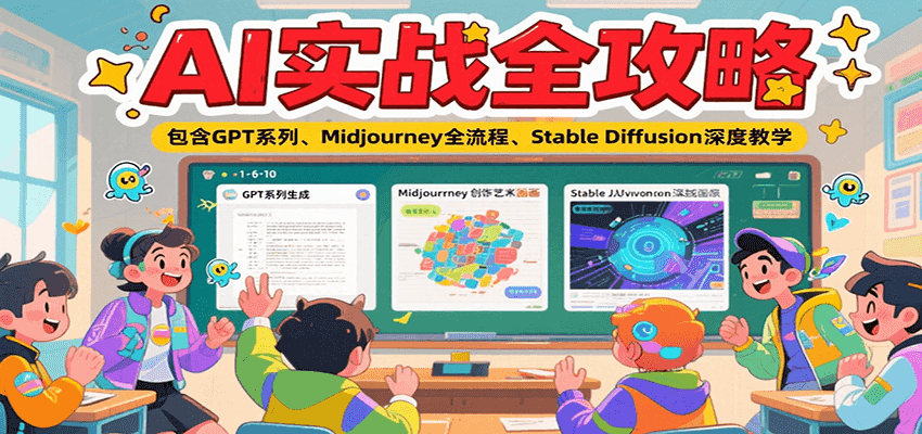 AI实战全攻略，包含GPT系列、Midjourney全流程、Stable Diffusion深度教学-全网第一网赚项目资源库-中赚网 & 中创网 & 冒泡网 & 福缘网 - 小本轻创业与优质加盟项目首选平台