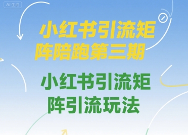 小红书引流矩阵陪跑第三期，小红书引流矩阵引流玩法-全网第一网赚项目资源库-中赚网 & 中创网 & 冒泡网 & 福缘网 - 小本轻创业与优质加盟项目首选平台