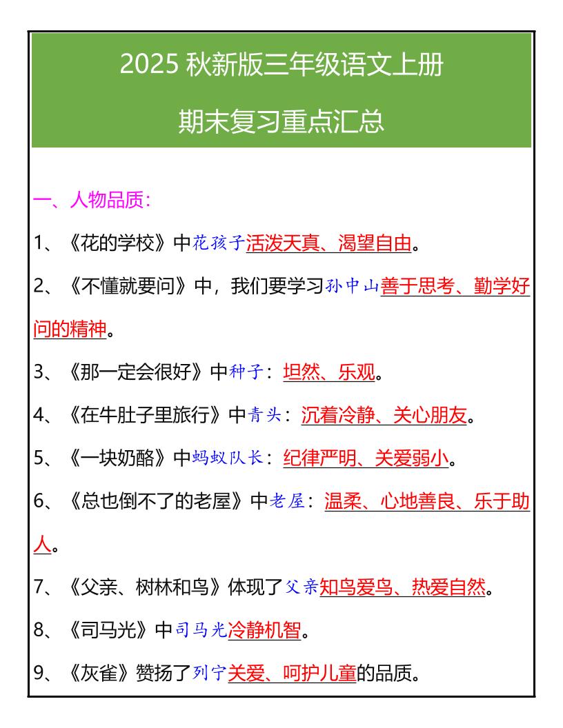 【2025秋新版】三年级语文上册期末复习重点汇总-全网第一网赚项目资源库-中赚网 & 中创网 & 冒泡网 & 福缘网 - 小本轻创业与优质加盟项目首选平台