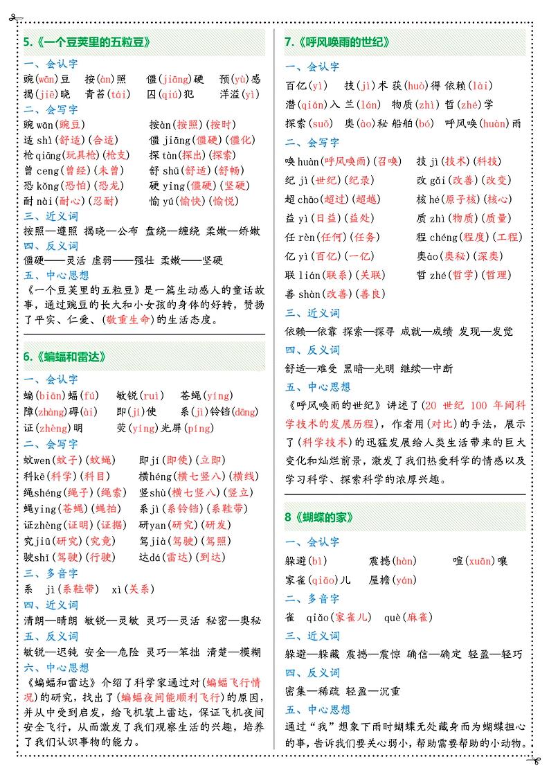 三升四年级上册语文彩虹课课贴（7页）-四上语文