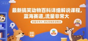 最新搞笑动物百科详细解说课程，蓝海赛道，流量非常大，轻松签独家进精选-全网第一网赚项目资源库-中赚网 & 中创网 & 冒泡网 & 福缘网 - 小本轻创业与优质加盟项目首选平台