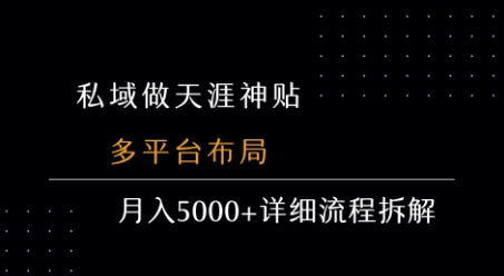 私域做天涯神贴 多平台布局 月入5k+详细流程拆解-全网第一网赚项目资源库-中赚网 & 中创网 & 冒泡网 & 福缘网 - 小本轻创业与优质加盟项目首选平台