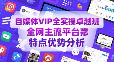 自媒体VIP全实操卓越班，全网主流平台特点优势分析-全网第一网赚项目资源库-中赚网 & 中创网 & 冒泡网 & 福缘网 - 小本轻创业与优质加盟项目首选平台