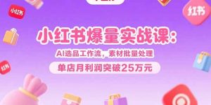 小红书爆量实战课:AI选品工作流,素材批量处理,单店月利润突破25万元-全网第一网赚项目资源库-中赚网 & 中创网 & 冒泡网 & 福缘网 - 小本轻创业与优质加盟项目首选平台