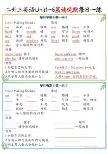 二升三英语Unit1-6晨读晚默每日一练(人教PEP)6页-三上英语-全网第一网赚项目资源库-中赚网 & 中创网 & 冒泡网 & 福缘网 - 小本轻创业与优质加盟项目首选平台