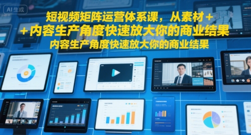 短视频矩阵运营体系课，从素材+内容生产角度快速放大你的商业结果-全网第一网赚项目资源库-中赚网 & 中创网 & 冒泡网 & 福缘网 - 小本轻创业与优质加盟项目首选平台