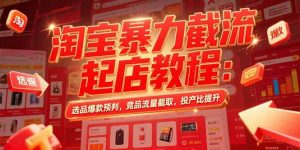 淘宝暴力截流起店教程:选品爆款预判,竞品流量截取,投产比提升-全网第一网赚项目资源库-中赚网 & 中创网 & 冒泡网 & 福缘网 - 小本轻创业与优质加盟项目首选平台