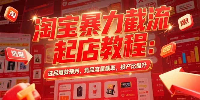 淘宝暴力截流起店教程：选品爆款预判，竞品流量截取，投产比提升-全网第一网赚项目资源库-中赚网 & 中创网 & 冒泡网 & 福缘网 - 小本轻创业与优质加盟项目首选平台