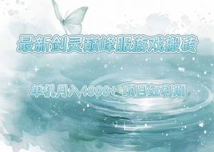 最新剑灵巅峰服游戏搬砖，项目红利期，单机稳定4000+操作简单好上手-全网第一网赚项目资源库-中赚网 & 中创网 & 冒泡网 & 福缘网 - 小本轻创业与优质加盟项目首选平台