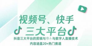 视频号、快手、抖音三大平台的剪辑与数字人直播技术，内容涵盖20+热门赛道-全网第一网赚项目资源库-中赚网 & 中创网 & 冒泡网 & 福缘网 - 小本轻创业与优质加盟项目首选平台