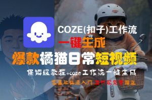 COZE(扣子)工作流一键生成爆款橘猫日常短视频,保姆级教程,零基础快速入门-全网第一网赚项目资源库-中赚网 & 中创网 & 冒泡网 & 福缘网 - 小本轻创业与优质加盟项目首选平台