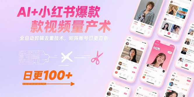 AI+小红书爆款视频量产术：全自动剪辑去重技术，矩阵账号日更百条-全网第一网赚项目资源库-中赚网 & 中创网 & 冒泡网 & 福缘网 - 小本轻创业与优质加盟项目首选平台