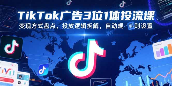 TikTok广告3位1体投流课，变现方式盘点，投放逻辑拆解，自动规则设置-全网第一网赚项目资源库-中赚网 & 中创网 & 冒泡网 & 福缘网 - 小本轻创业与优质加盟项目首选平台