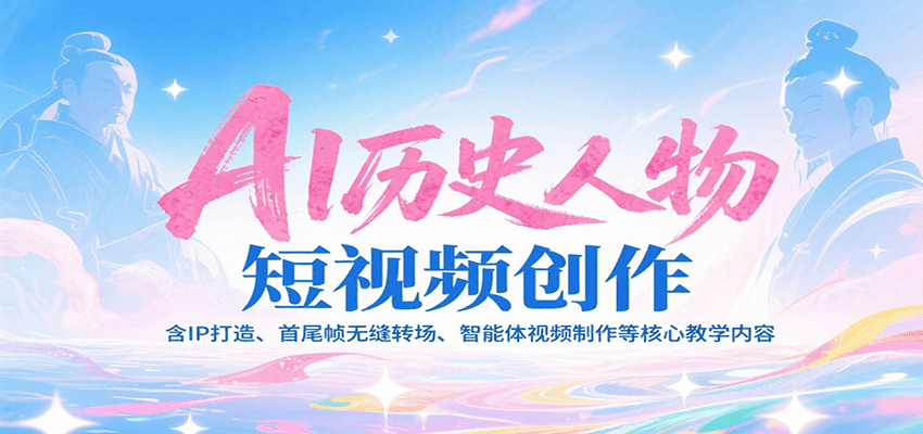 AI历史人物短视频创作，含IP打造、首尾帧无缝转场、智能体视频制作等核心教学内容-全网第一网赚项目资源库-中赚网 & 中创网 & 冒泡网 & 福缘网 - 小本轻创业与优质加盟项目首选平台