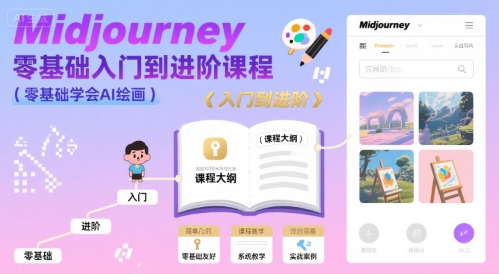 midjourney零基础入门到进阶课程，零基础学会AI绘画-全网第一网赚项目资源库-中赚网 & 中创网 & 冒泡网 & 福缘网 - 小本轻创业与优质加盟项目首选平台