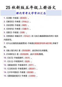 【2025秋新版】五年级上册语文课内常考文学常识汇总-全网第一网赚项目资源库-中赚网 & 中创网 & 冒泡网 & 福缘网 - 小本轻创业与优质加盟项目首选平台