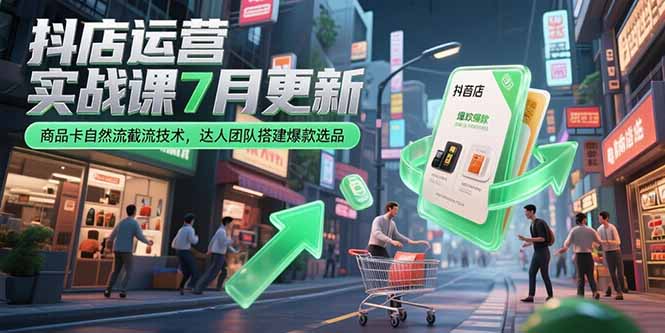 抖店运营实战课7月更新，商品卡自然流截流技术，达人团队搭建爆款选品-全网第一网赚项目资源库-中赚网 & 中创网 & 冒泡网 & 福缘网 - 小本轻创业与优质加盟项目首选平台