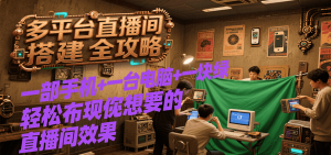 多平台直播间搭建全攻略，一部手机+一台电脑+一块绿布轻松实现你想要的直播间效果-全网第一网赚项目资源库-中赚网 & 中创网 & 冒泡网 & 福缘网 - 小本轻创业与优质加盟项目首选平台