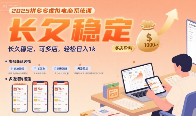 2025拼多多虚拟电商系统课，长久稳定，可多店，轻松日入1k-全网第一网赚项目资源库-中赚网 & 中创网 & 冒泡网 & 福缘网 - 小本轻创业与优质加盟项目首选平台