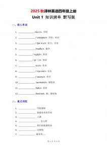 2025秋译林英语四上Unit1知识清单-默写版-全网第一网赚项目资源库-中赚网 & 中创网 & 冒泡网 & 福缘网 - 小本轻创业与优质加盟项目首选平台