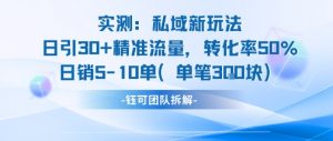 实测私域新玩法日引30加精准流量转化率50%日销5-10单每笔3张-全网第一网赚项目资源库-中赚网 & 中创网 & 冒泡网 & 福缘网 - 小本轻创业与优质加盟项目首选平台