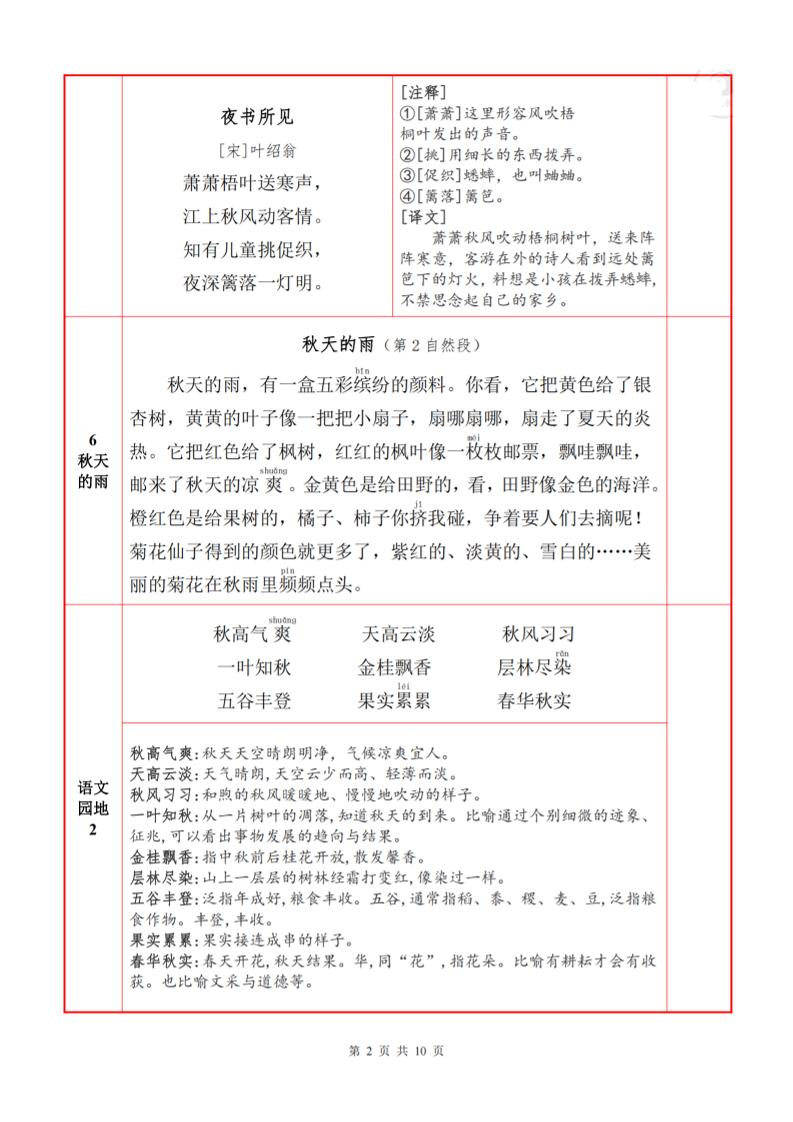 三上语文必背内容+默写表