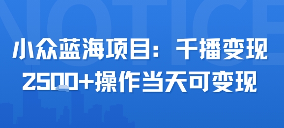 小众蓝海项目，千播变现2.5k+操作当天可变现-全网第一网赚项目资源库-中赚网 & 中创网 & 冒泡网 & 福缘网 - 小本轻创业与优质加盟项目首选平台