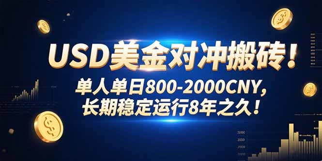 USD美金对冲搬砖!单人单日800-2000CNY，长期稳定运行8年之久!-全网第一网赚项目资源库-中赚网 & 中创网 & 冒泡网 & 福缘网 - 小本轻创业与优质加盟项目首选平台
