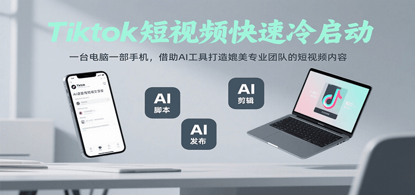 Tiktok短视频快速冷启动，一台电脑一部手机，借助AI工具打造媲美专业团队的短视频内容-全网第一网赚项目资源库-中赚网 & 中创网 & 冒泡网 & 福缘网 - 小本轻创业与优质加盟项目首选平台