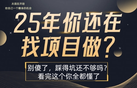 25年，你还在疯狂的找项目吗？别傻了，看完这个你都懂了【揭秘】-全网第一网赚项目资源库-中赚网 & 中创网 & 冒泡网 & 福缘网 - 小本轻创业与优质加盟项目首选平台