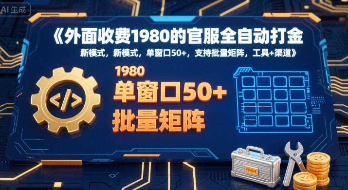 外面收费1980的官服全自动打金，新模式，单窗口50+，支持批量矩阵，工具+渠道【揭秘】-全网第一网赚项目资源库-中赚网 & 中创网 & 冒泡网 & 福缘网 - 小本轻创业与优质加盟项目首选平台