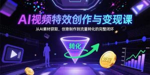 AI视频特效创作与变现课:从AI素材获取、创意制作到流量转化的完整闭环-全网第一网赚项目资源库-中赚网 & 中创网 & 冒泡网 & 福缘网 - 小本轻创业与优质加盟项目首选平台