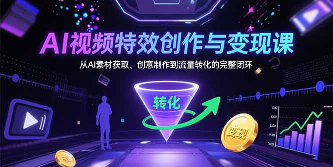 AI视频特效创作与变现课：从AI素材获取、创意制作到流量转化的完整闭环-全网第一网赚项目资源库-中赚网 & 中创网 & 冒泡网 & 福缘网 - 小本轻创业与优质加盟项目首选平台
