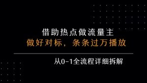 借力热点，乘顺风车玩流量主，条条过万播放， 每月收益5k+，从0-1全流程详细拆解-全网第一网赚项目资源库-中赚网 & 中创网 & 冒泡网 & 福缘网 - 小本轻创业与优质加盟项目首选平台