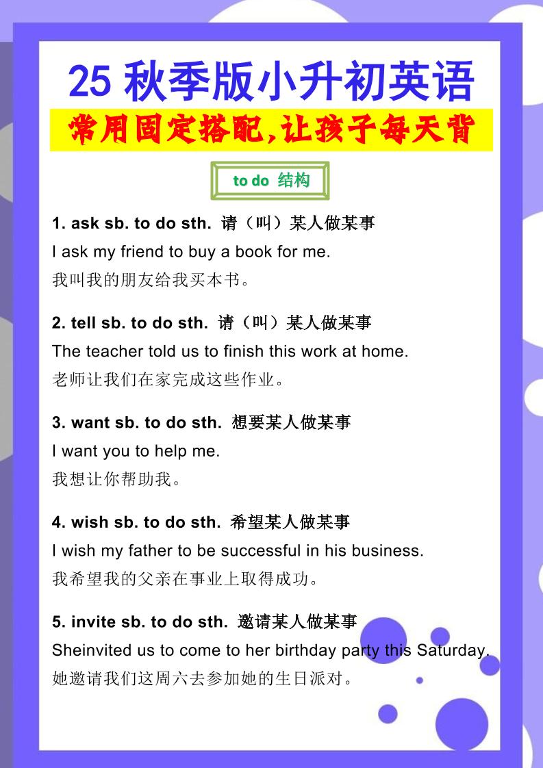 【2025秋新版】小升初英语常用固定搭配-全网第一网赚项目资源库-中赚网 & 中创网 & 冒泡网 & 福缘网 - 小本轻创业与优质加盟项目首选平台