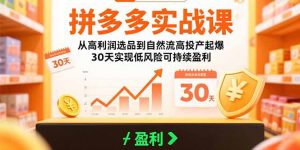 拼多多实战课:从高利润选品到自然流高投产起爆 30天实现低风险可持续盈利-全网第一网赚项目资源库-中赚网 & 中创网 & 冒泡网 & 福缘网 - 小本轻创业与优质加盟项目首选平台