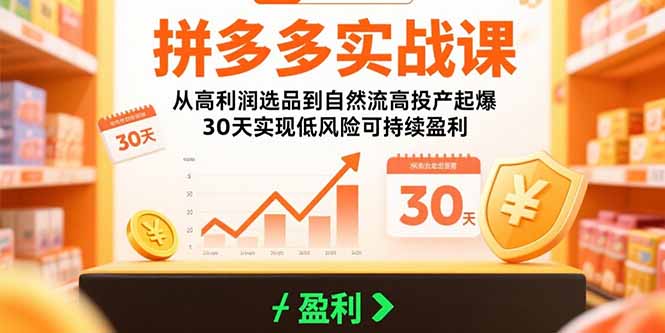 拼多多实战课：从高利润选品到自然流高投产起爆 30天实现低风险可持续盈利-全网第一网赚项目资源库-中赚网 & 中创网 & 冒泡网 & 福缘网 - 小本轻创业与优质加盟项目首选平台