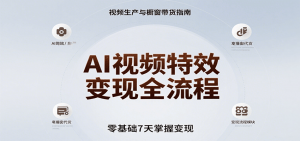 AI视频特效变现全流程,零基础7天掌握视频生产到橱窗带货变现-全网第一网赚项目资源库-中赚网 & 中创网 & 冒泡网 & 福缘网 - 小本轻创业与优质加盟项目首选平台