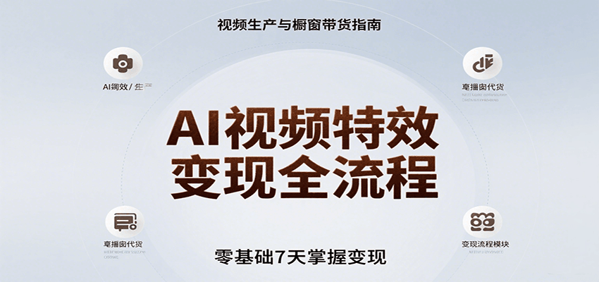 AI视频特效变现全流程，零基础7天掌握视频生产到橱窗带货变现-全网第一网赚项目资源库-中赚网 & 中创网 & 冒泡网 & 福缘网 - 小本轻创业与优质加盟项目首选平台