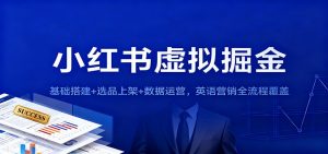 小红书虚拟掘金：基础搭建+选品上架+数据运营，英语营销全流程覆盖-全网第一网赚项目资源库-中赚网 & 中创网 & 冒泡网 & 福缘网 - 小本轻创业与优质加盟项目首选平台