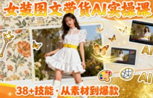 女装图文带货的AI实操课，覆盖38个实用技能，快速提升素材制作效率-全网第一网赚项目资源库-中赚网 & 中创网 & 冒泡网 & 福缘网 - 小本轻创业与优质加盟项目首选平台